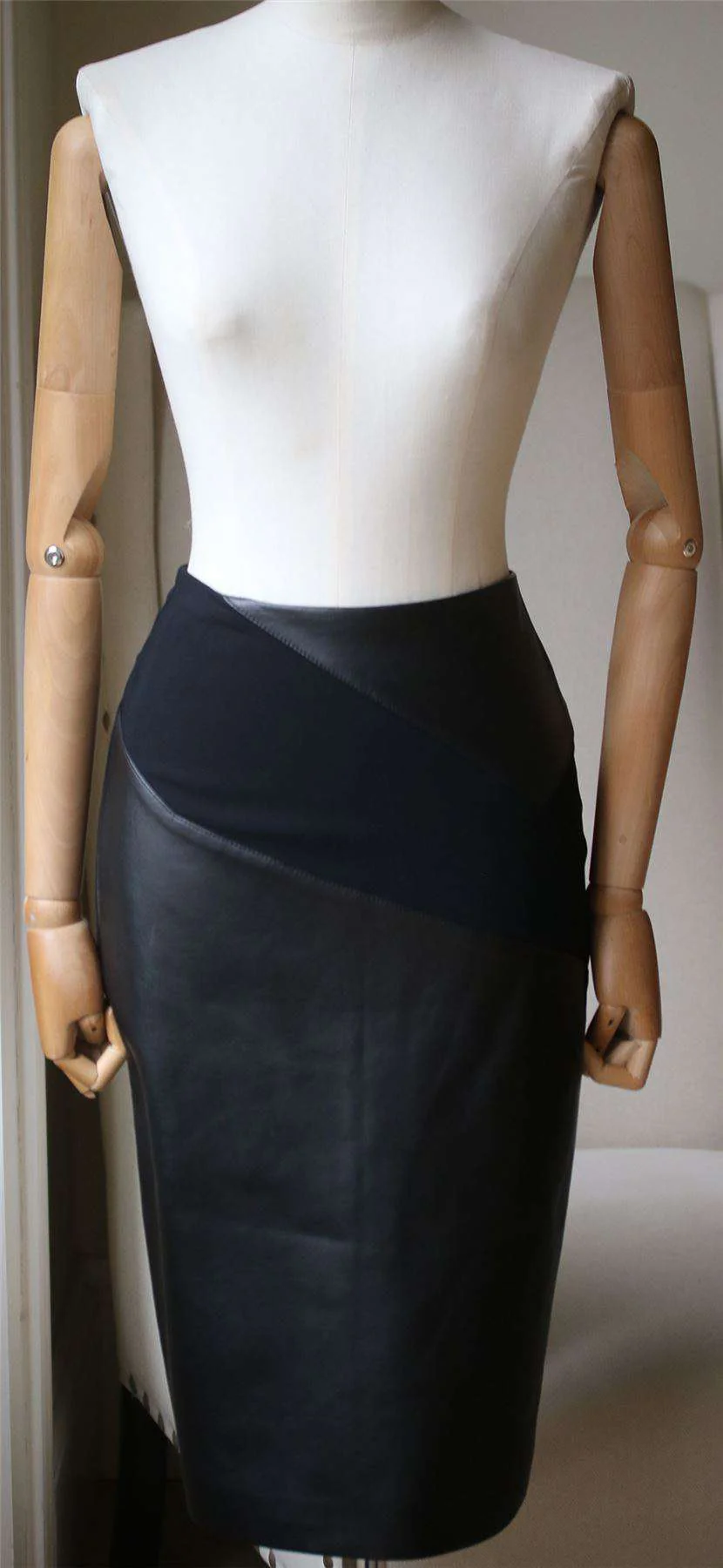 ROLAND MOURET LYNX LEATHER AND JERSEY PENCIL SKIRT UK 8 - Image 2