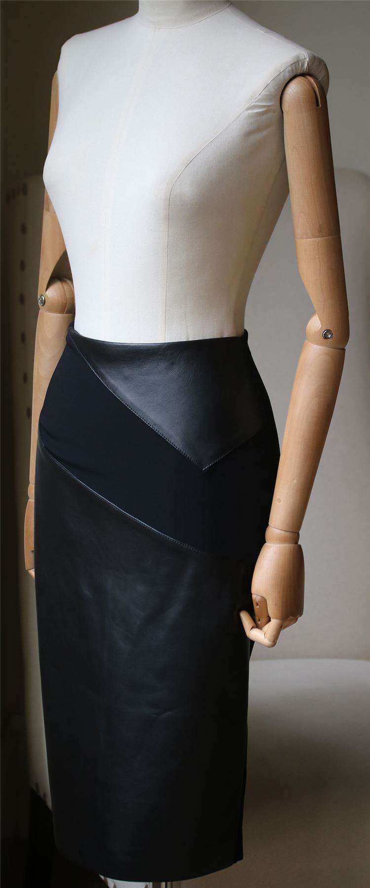 ROLAND MOURET LYNX LEATHER AND JERSEY PENCIL SKIRT UK 8 - Image 3