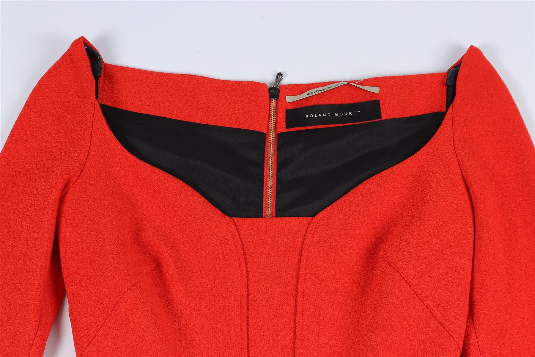 ROLAND MOURET RED CADY MIDI DRESS UK 6 - Image 3
