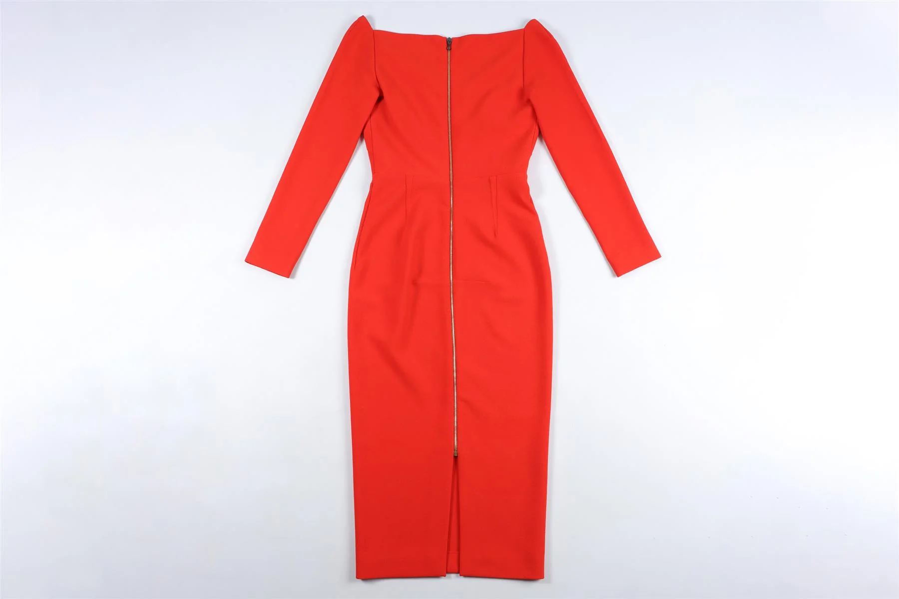 ROLAND MOURET RED CADY MIDI DRESS UK 6 - Image 4