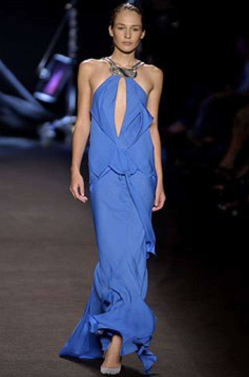 ROLAND MOURET ROSETTE HALTER-NECK SILK EMBELLISHED GOWN UK 8 - Image 2