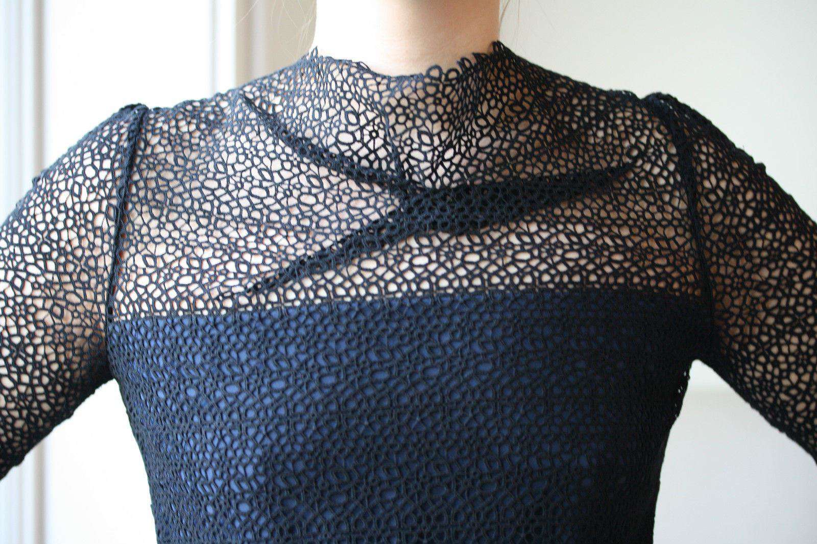 ROLAND MOURET SAMIEL BLACK LACE AND CREPE DRESS UK 10 - Image 5