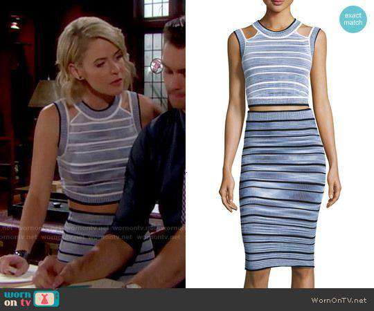 RONNY KOBO JAYME BLUE RIBBED SKIRT SMALL - Image 2