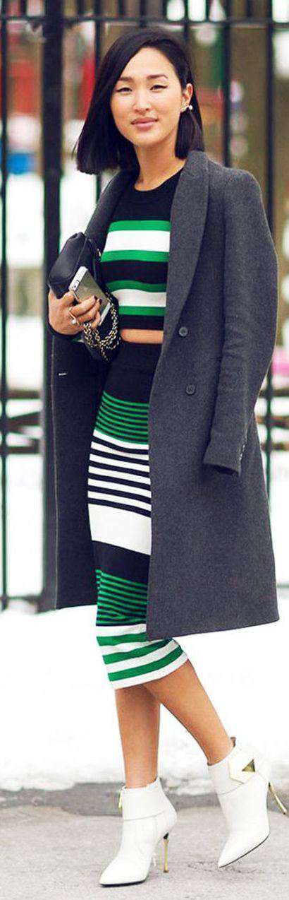RONNY KOBO STRIPE RIBBED PENCIL MINI SKIRT MEDIUM