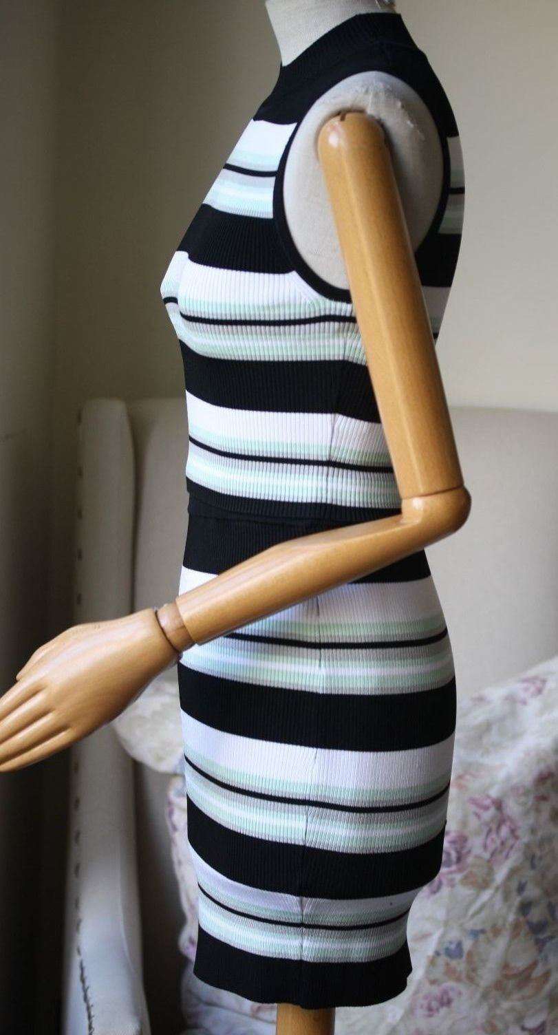 RONNY KOBO STRIPE RIBBED PENCIL MINI SKIRT MEDIUM - Image 3