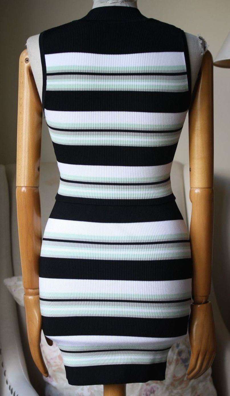 RONNY KOBO STRIPE RIBBED PENCIL MINI SKIRT MEDIUM - Image 4