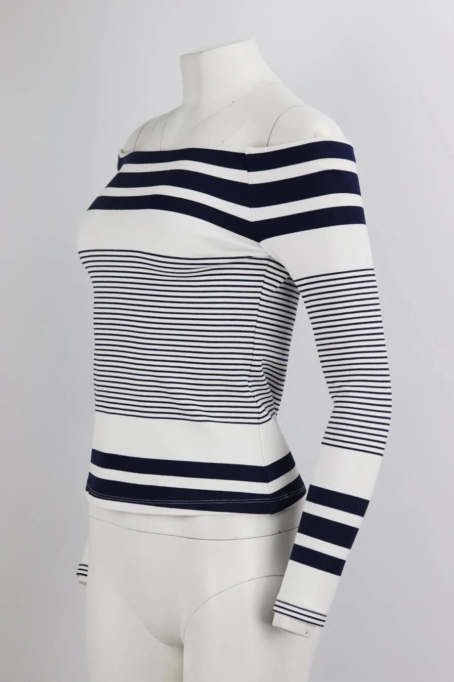 ROSETTA GETTY OFF THE SHOULDER STRIPED STRETCH JERSEY TOP SMALL - Image 3
