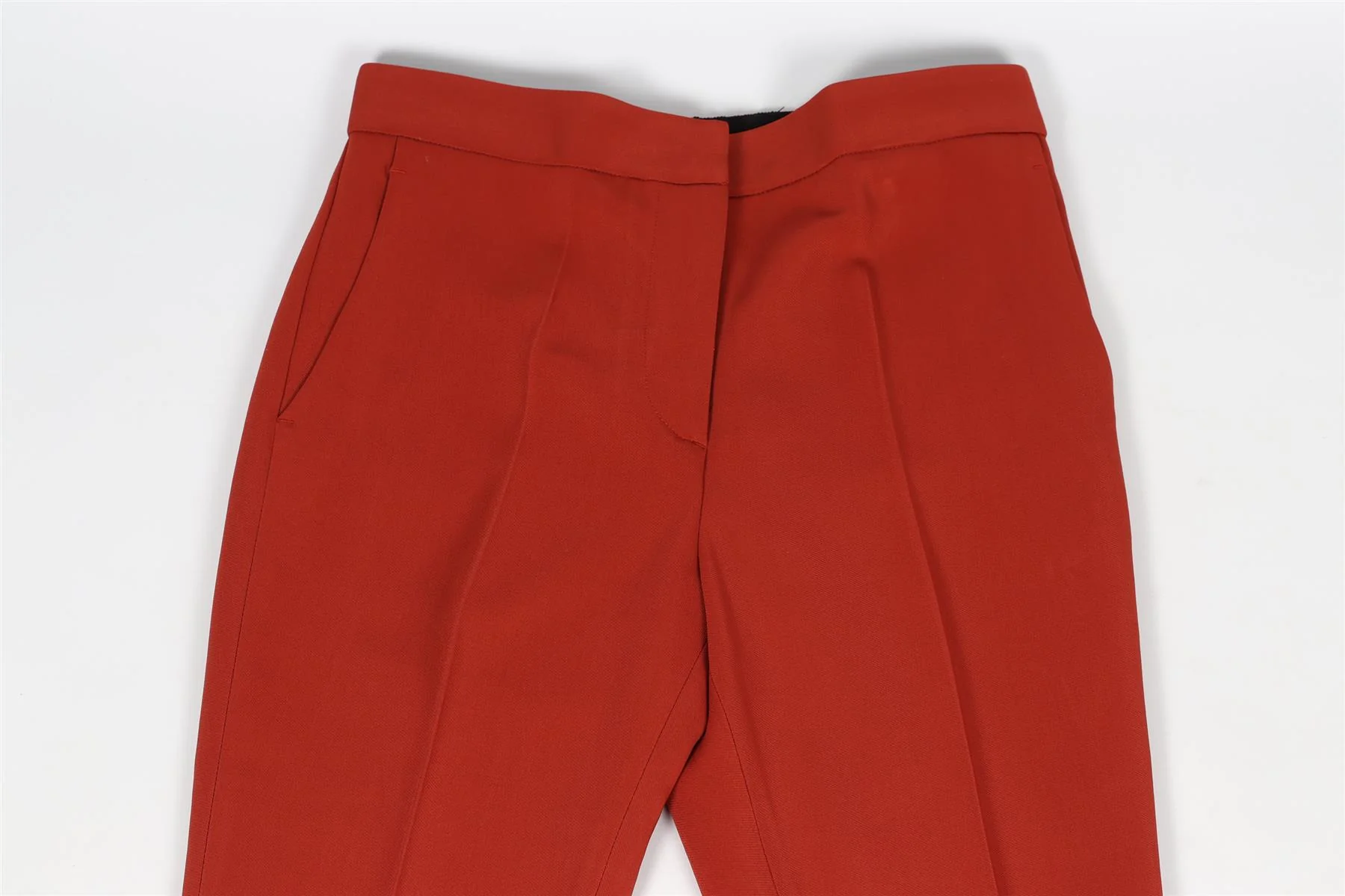 ROSETTA GETTY RED CREPE STRAIGHT LEG PANTS US 2 UK 6 - Image 3
