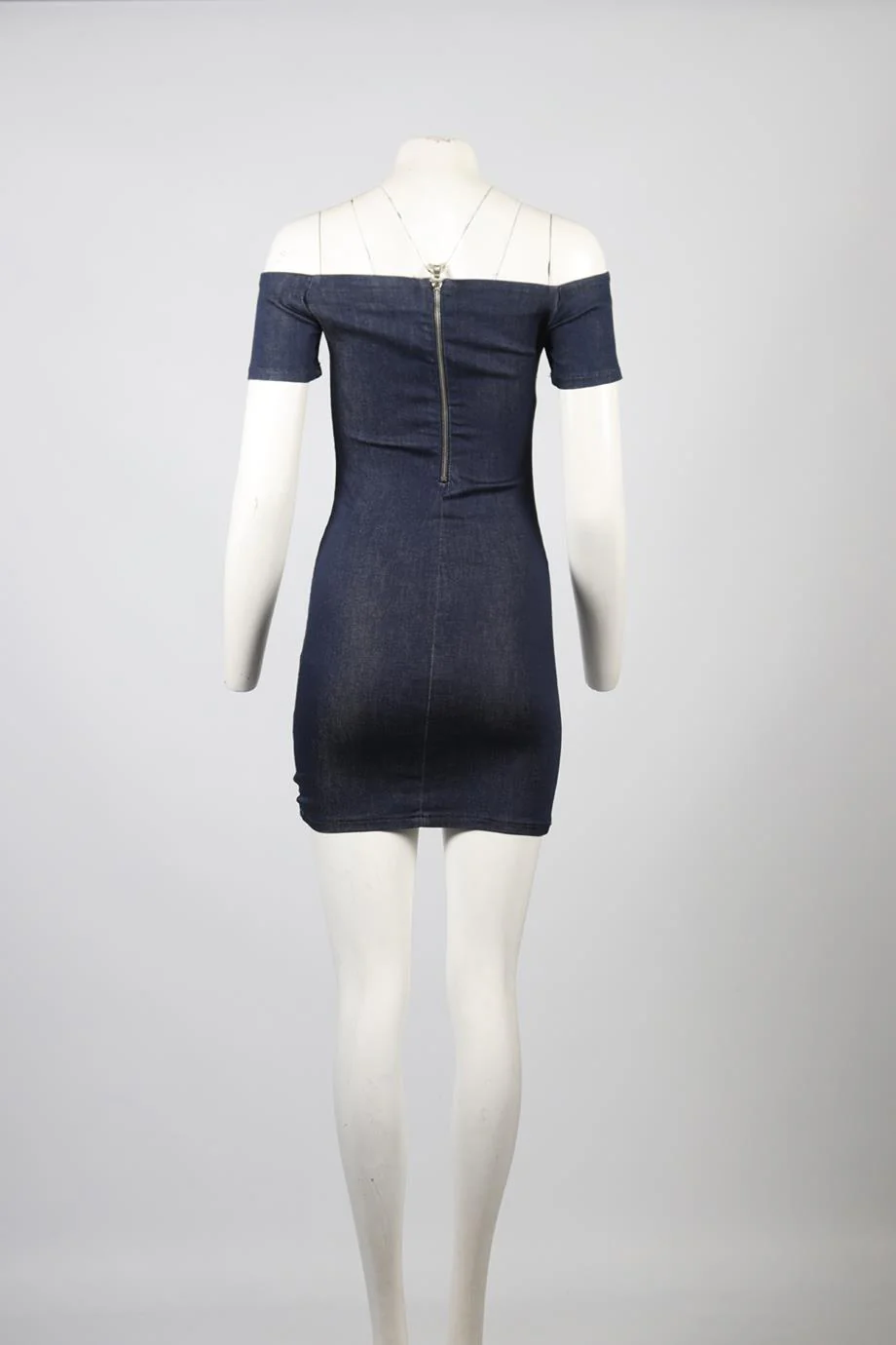 RTA OFF THE SHOULDER DENIM MINI DRESS US 2 UK 6 - Image 4