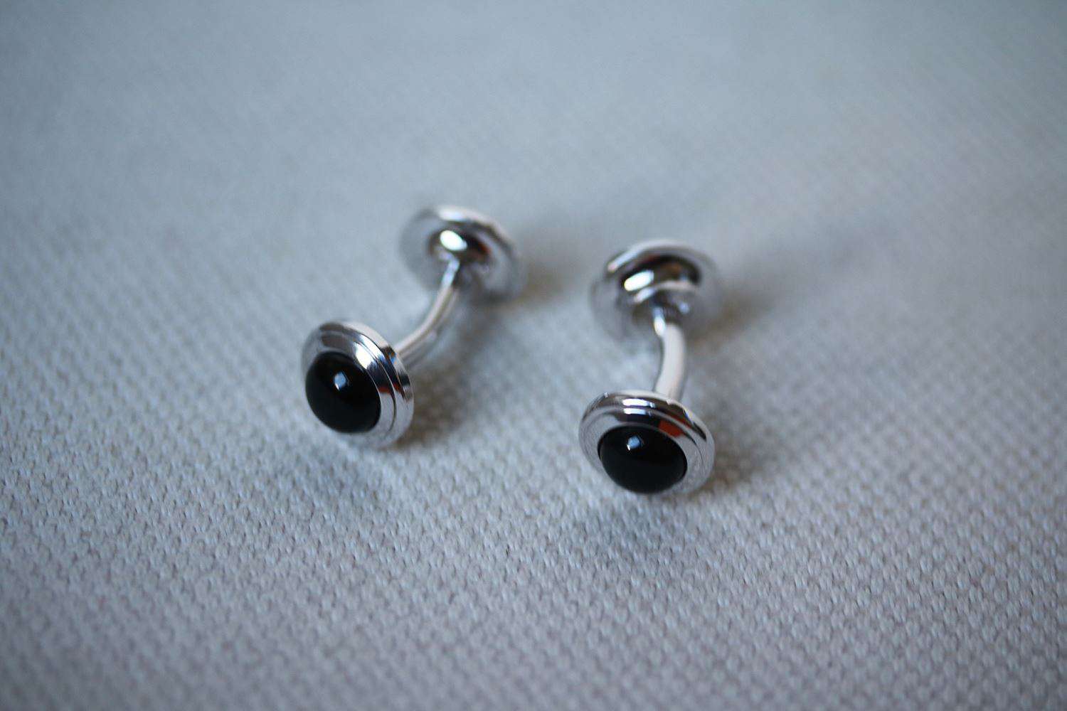 S.T. DUPONT PALLADIUM ONYX AND MOTHER OF PEARL CUFFLINKS - Image 3