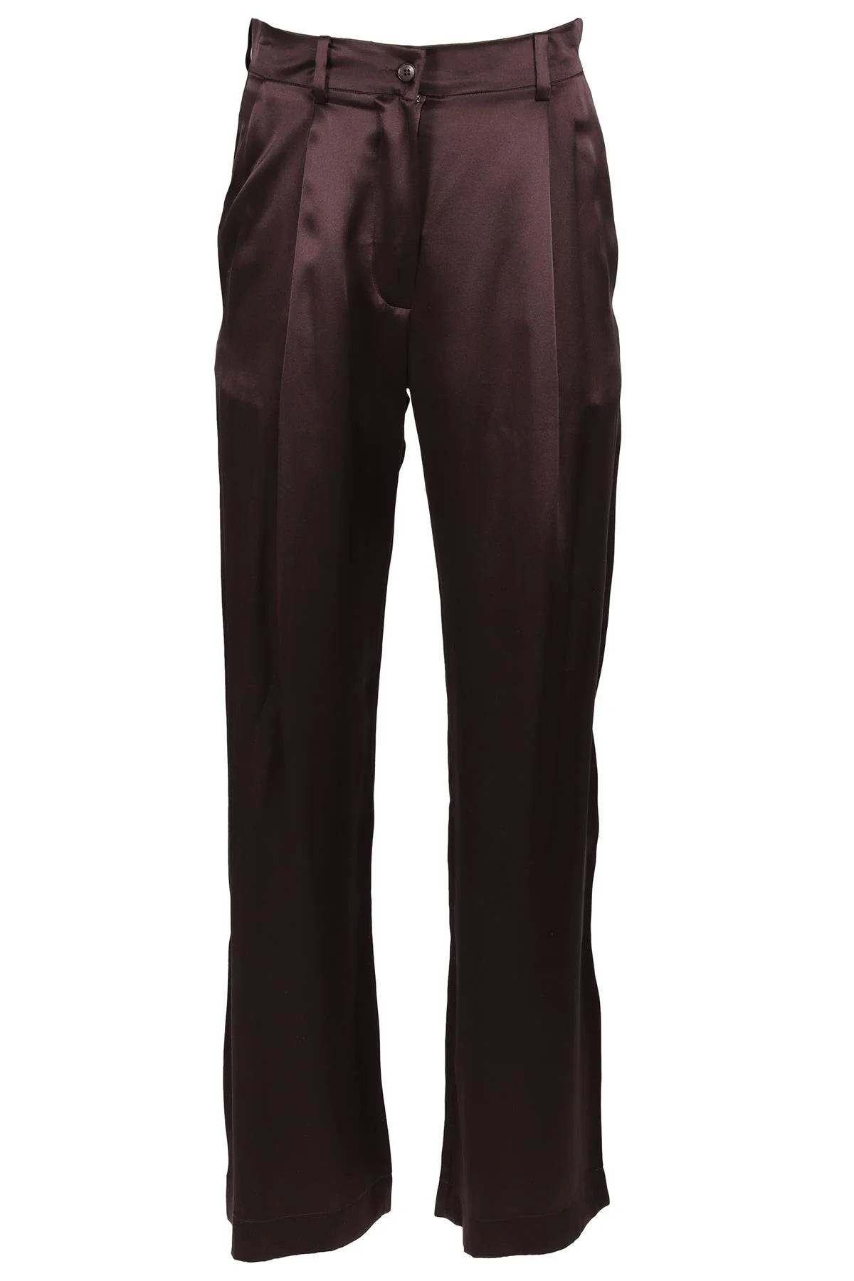 SABLYN BROWN SILK STRAIGHT LEG PANTS XSMALL