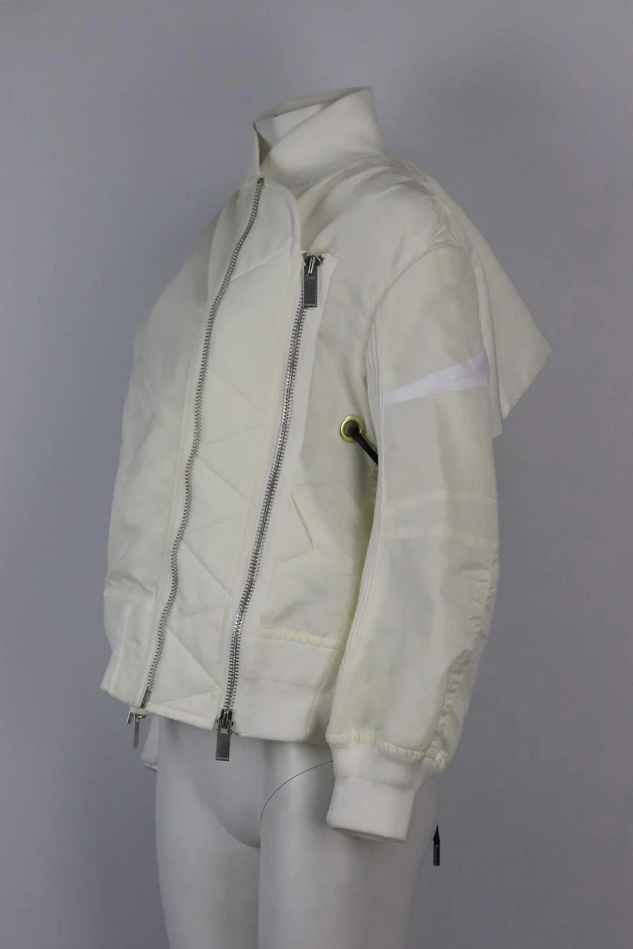 SACAI RUFFLED SHELL BOMBER JACKET UK 8 - Image 3