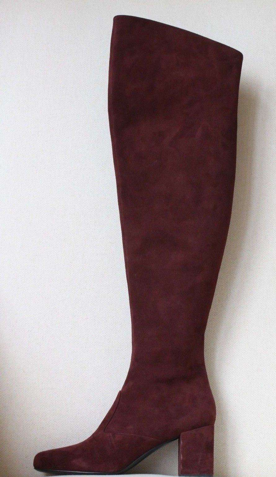 SAINT LAURENT BB 70 OVER-THE-KNEE BURGUNDY SUEDE BOOTS EU 38 UK 5 US 8 - Image 7
