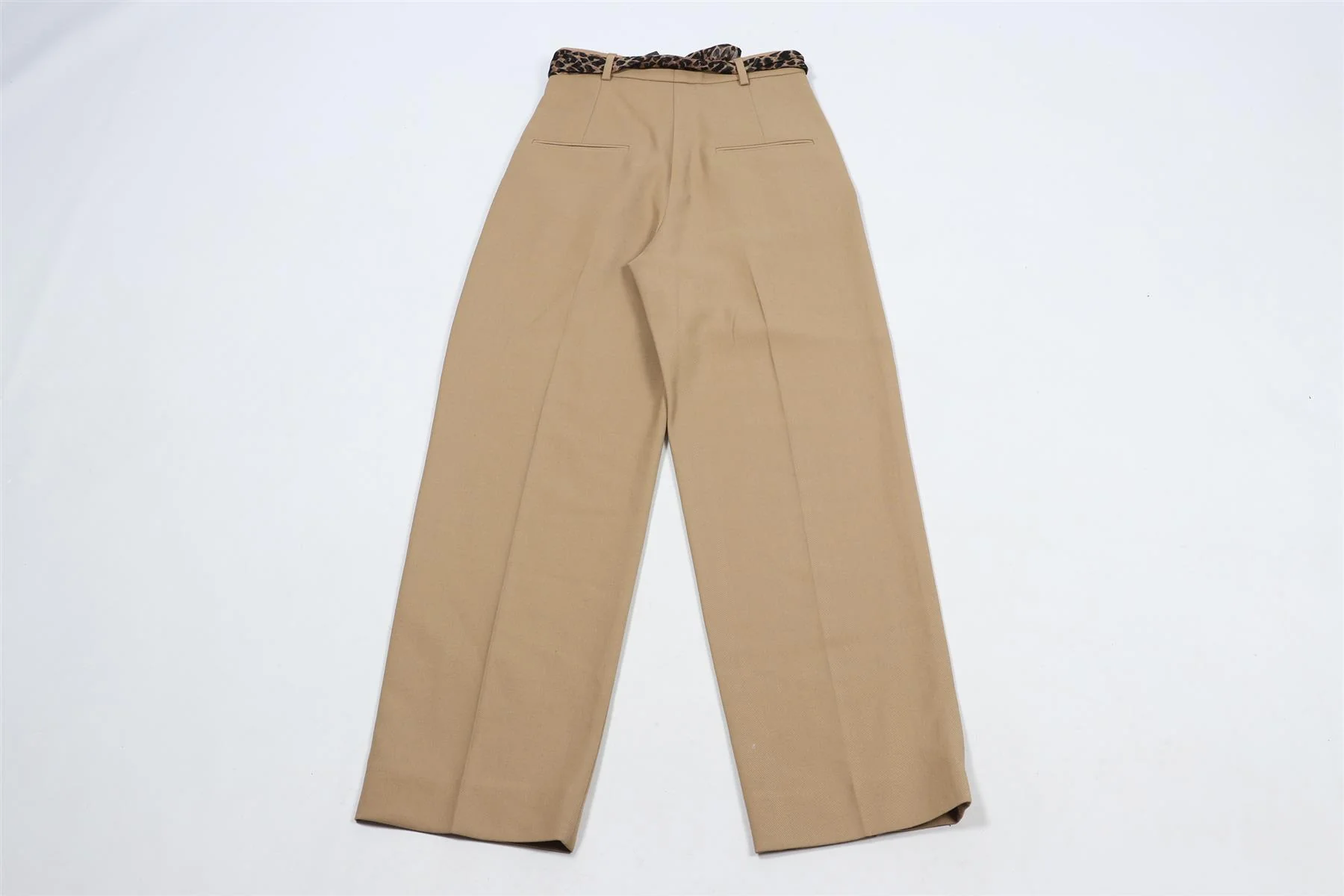 SAINT LAURENT BEIGE COTTON AND WOOL BLEND STRAIGHT LEG PANTS FR 34 UK 6 - Image 4