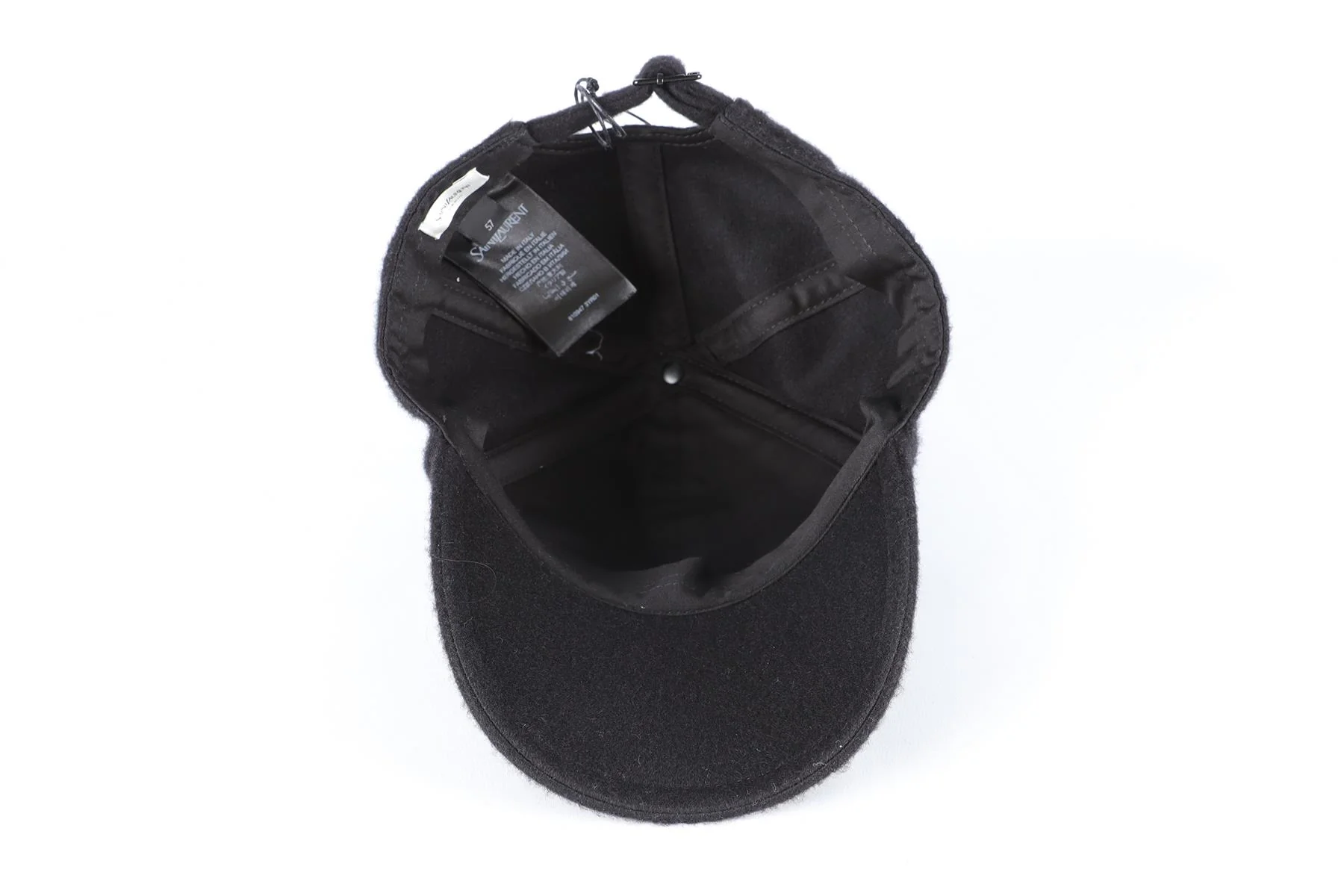 SAINT LAURENT BLACK CASHMERE BASEBALL CAP ONE SIZE - Image 5