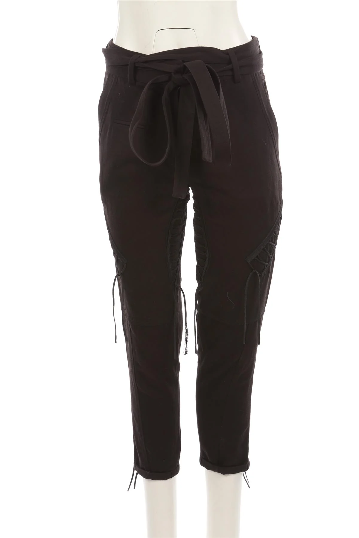 SAINT LAURENT BLACK COTTON CARGO PANTS FR 34 UK 6 - Image 2