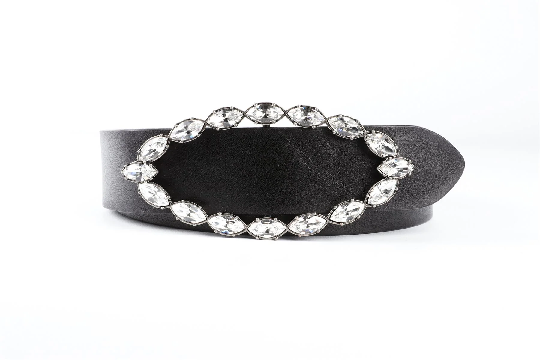 SAINT LAURENT BLACK CRYSTAL AND LEATHER BELT - Image 2