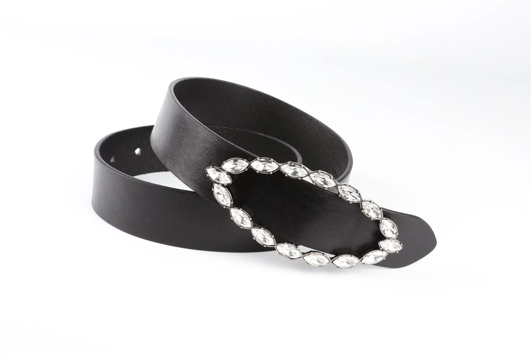 SAINT LAURENT BLACK CRYSTAL AND LEATHER BELT - Image 3