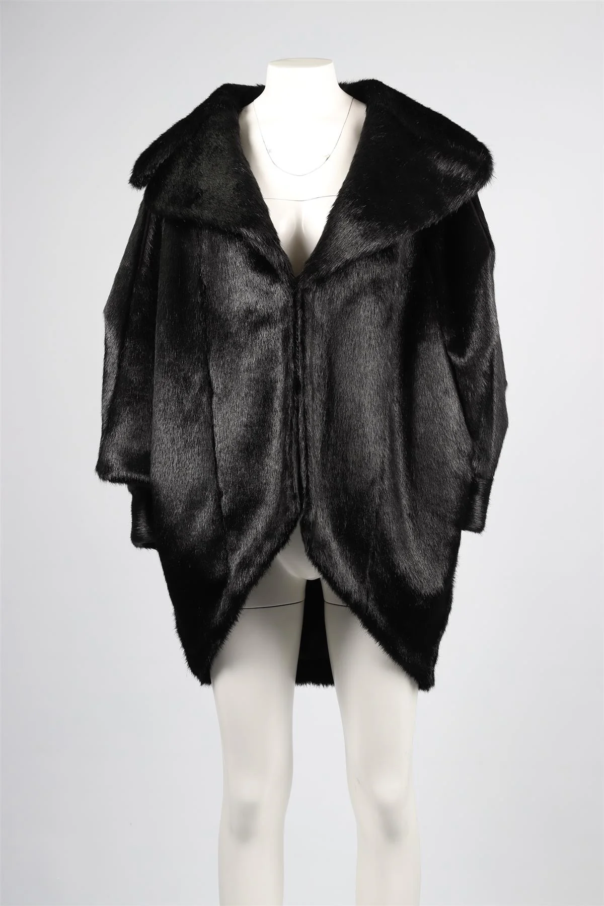 SAINT LAURENT BLACK FAUX FUR COAT FR 38 UK 10 - Image 6