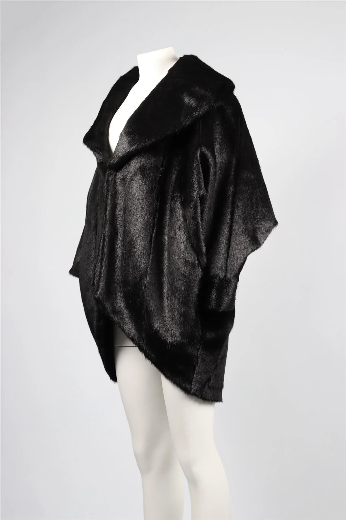 SAINT LAURENT BLACK FAUX FUR COAT FR 38 UK 10 - Image 7