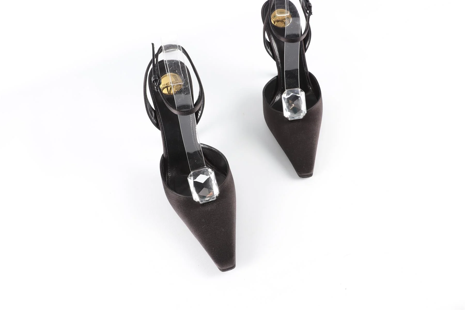 SAINT LAURENT BLACK HARLOW CRYSTAL AND SATIN PUMPS EU 39 UK 6 US 9 - Image 4