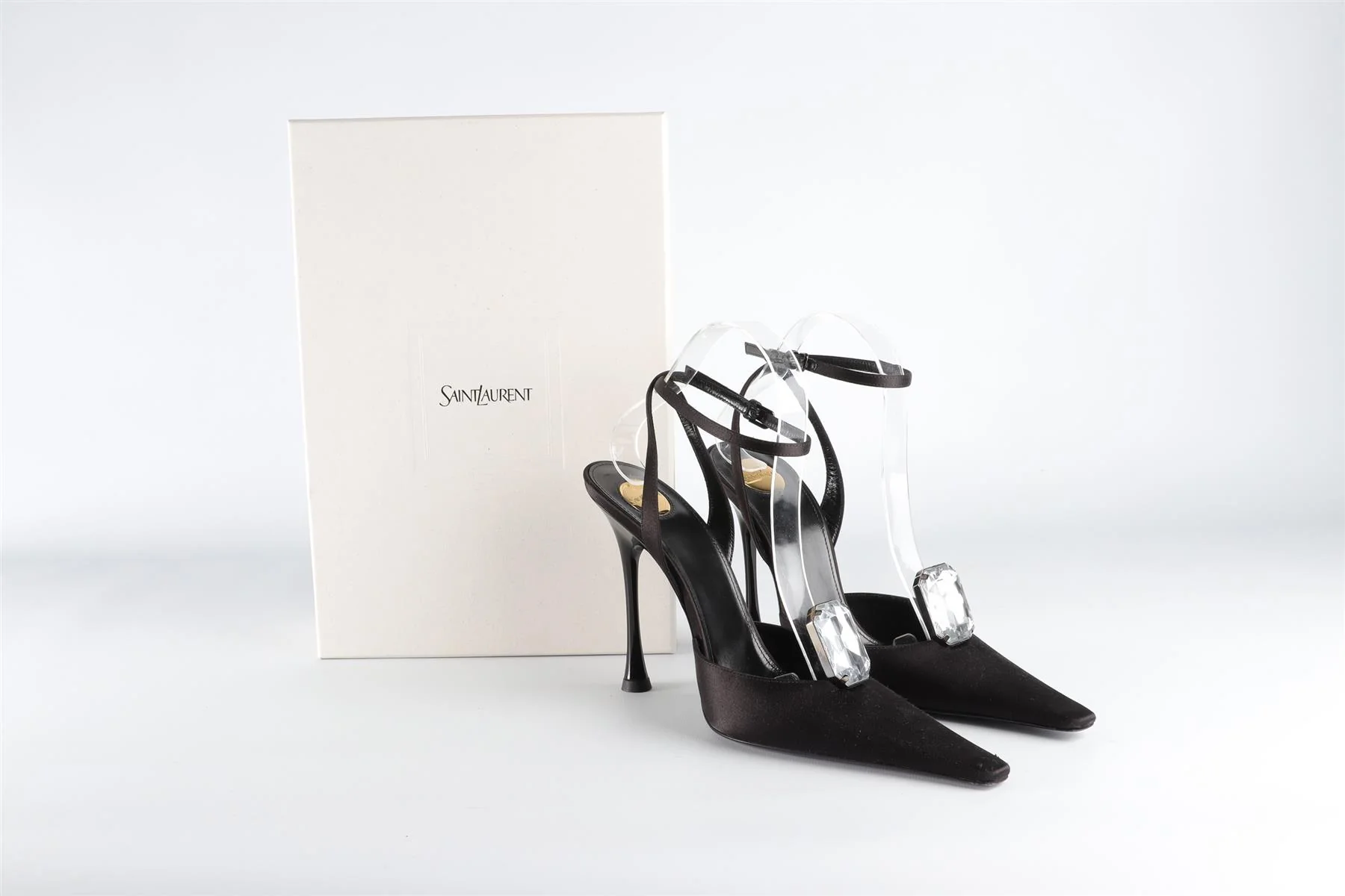 SAINT LAURENT BLACK HARLOW CRYSTAL AND SATIN PUMPS EU 39 UK 6 US 9 - Image 7