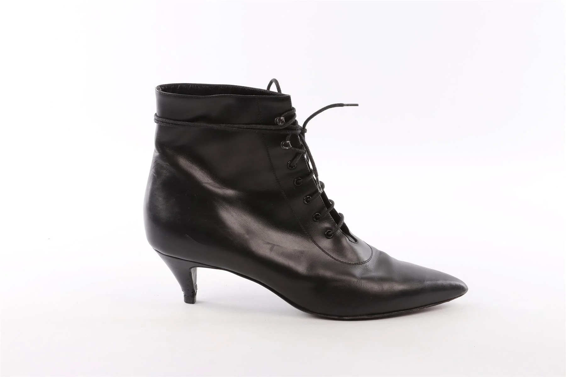 SAINT LAURENT BLACK LEATHER ANKLE BOOTS EU 40 UK 7 US 10 - Image 2