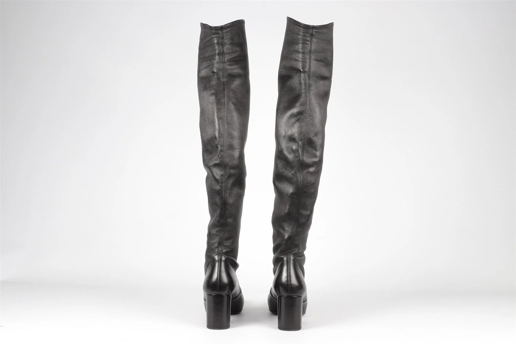 SAINT LAURENT BLACK LEATHER OVER THE KNEE BOOTS EU 39 UK 6 US 9 - Image 5