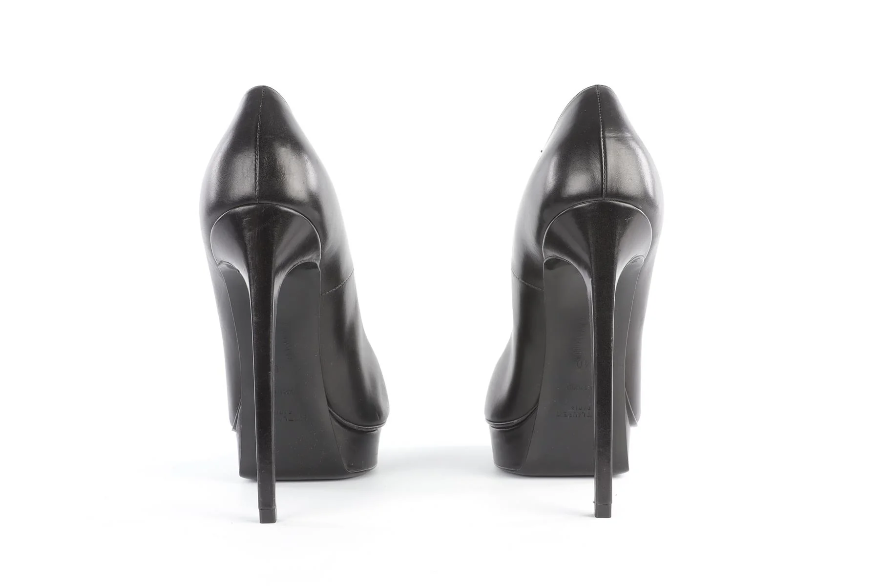 SAINT LAURENT BLACK LEATHER PLATFORM PUMPS - Image 5