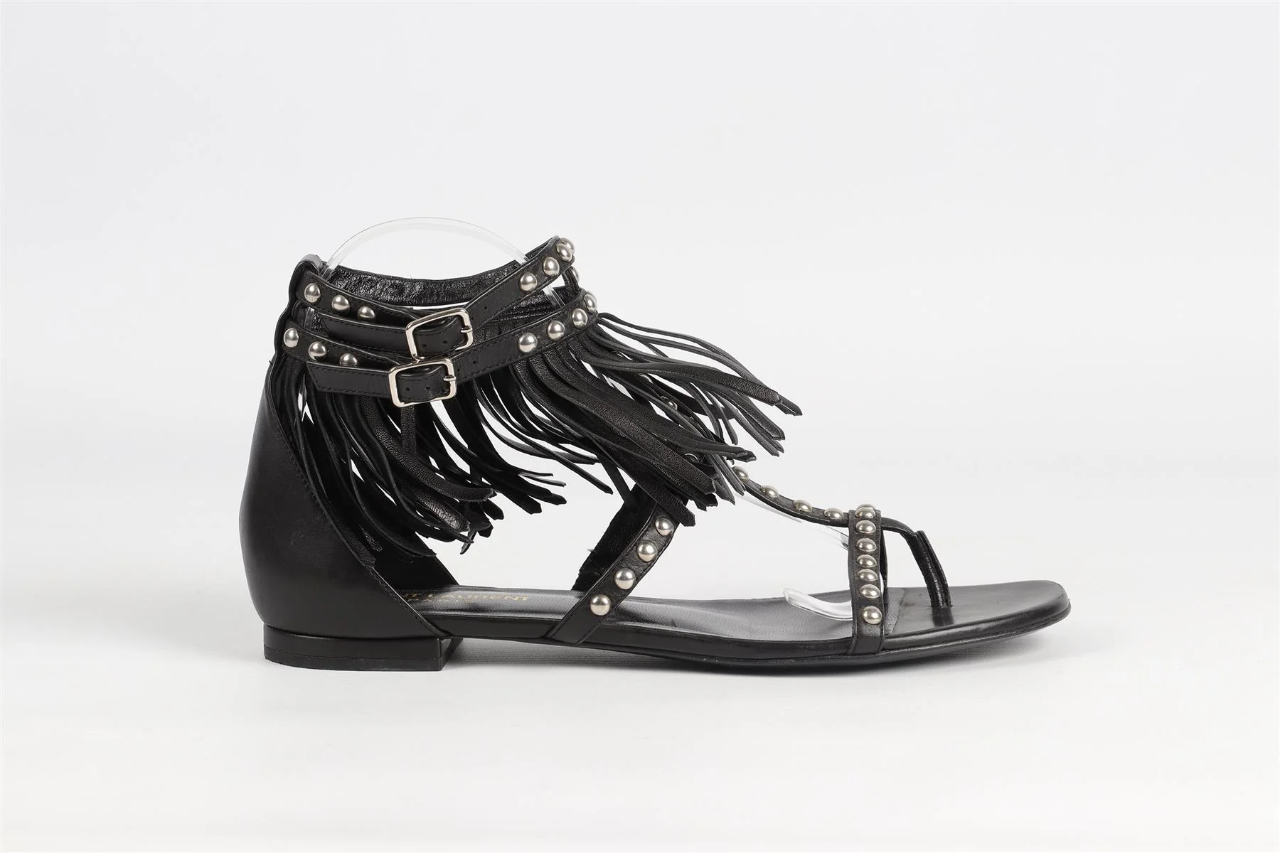 SAINT LAURENT BLACK LEATHER SANDALS EU 39 UK 6 US 9 - Image 2
