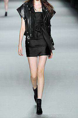 SAINT LAURENT BLACK LEATHER SLEEVELESS BIKER JACKET FR 38 UK 8/10 - Image 2