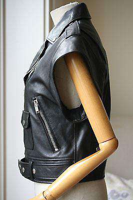 SAINT LAURENT BLACK LEATHER SLEEVELESS BIKER JACKET FR 38 UK 8/10 - Image 7