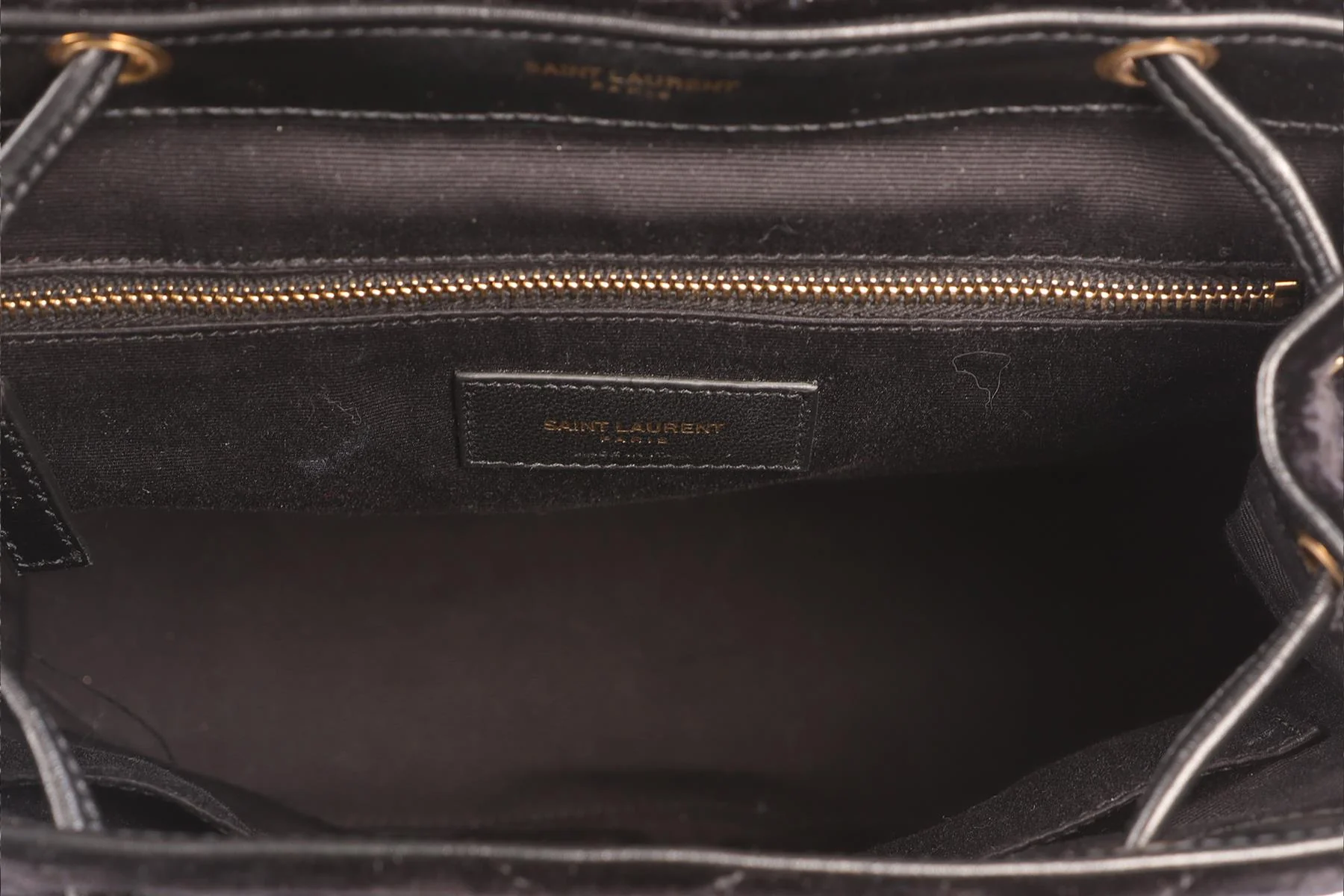 SAINT LAURENT BLACK LOU LOU SMALL VELVET BACKPACK - Image 12