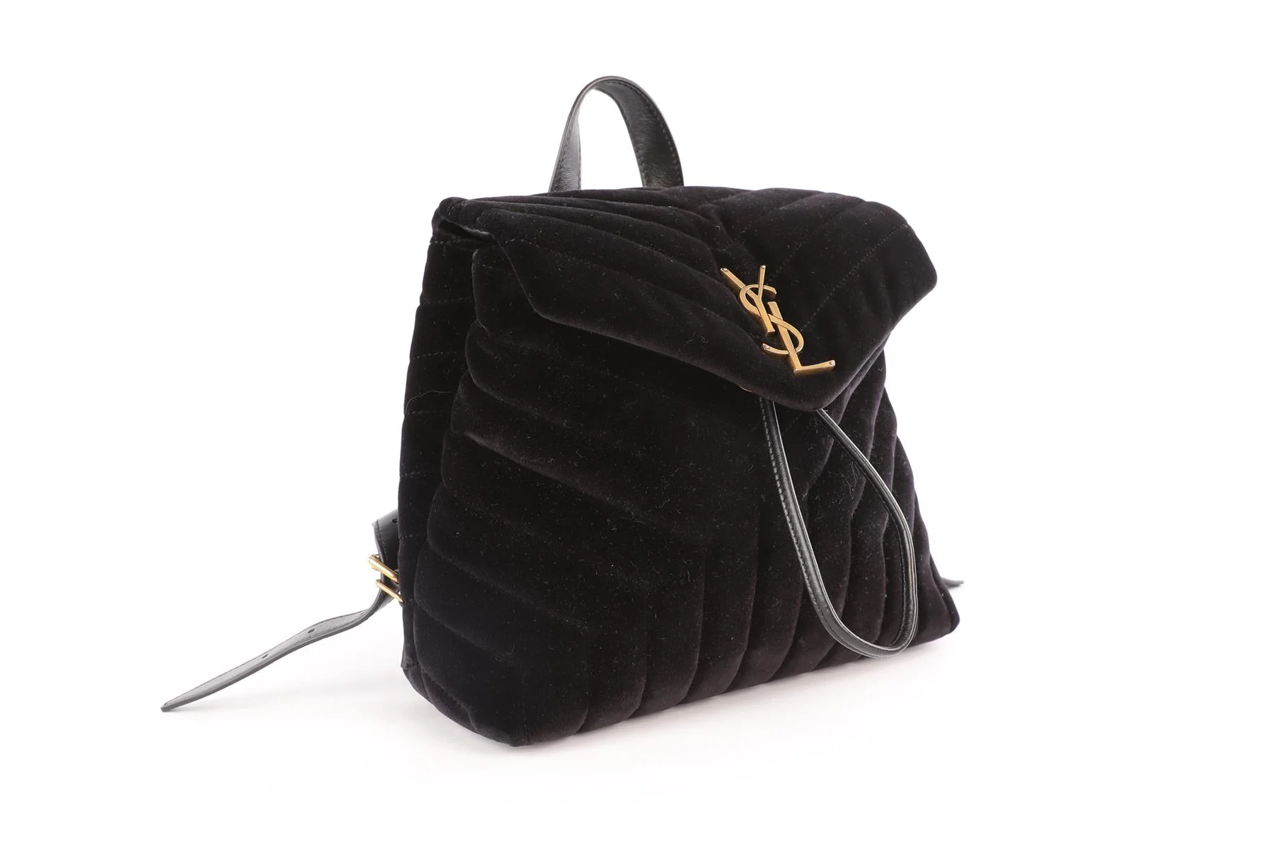SAINT LAURENT BLACK LOU LOU SMALL VELVET BACKPACK - Image 3