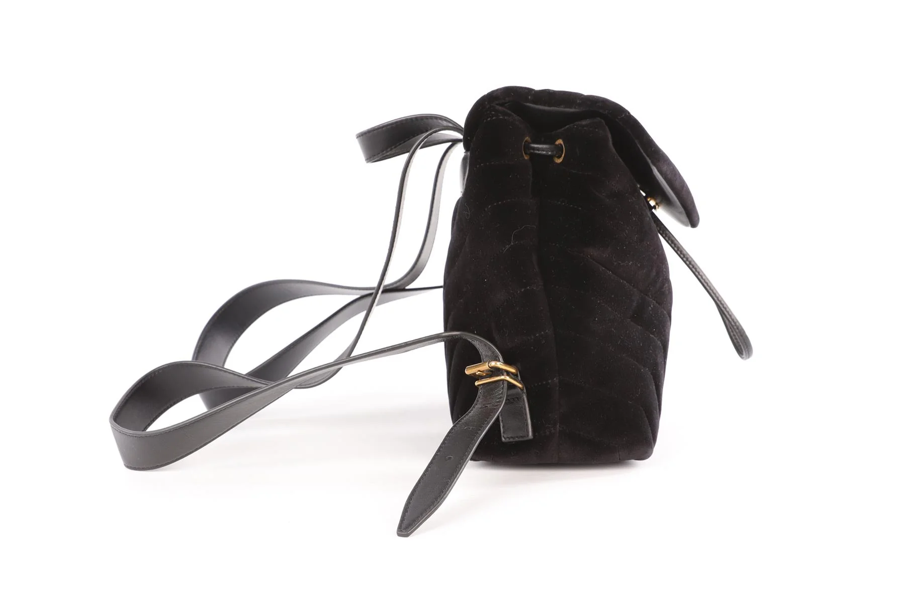 SAINT LAURENT BLACK LOU LOU SMALL VELVET BACKPACK - Image 4