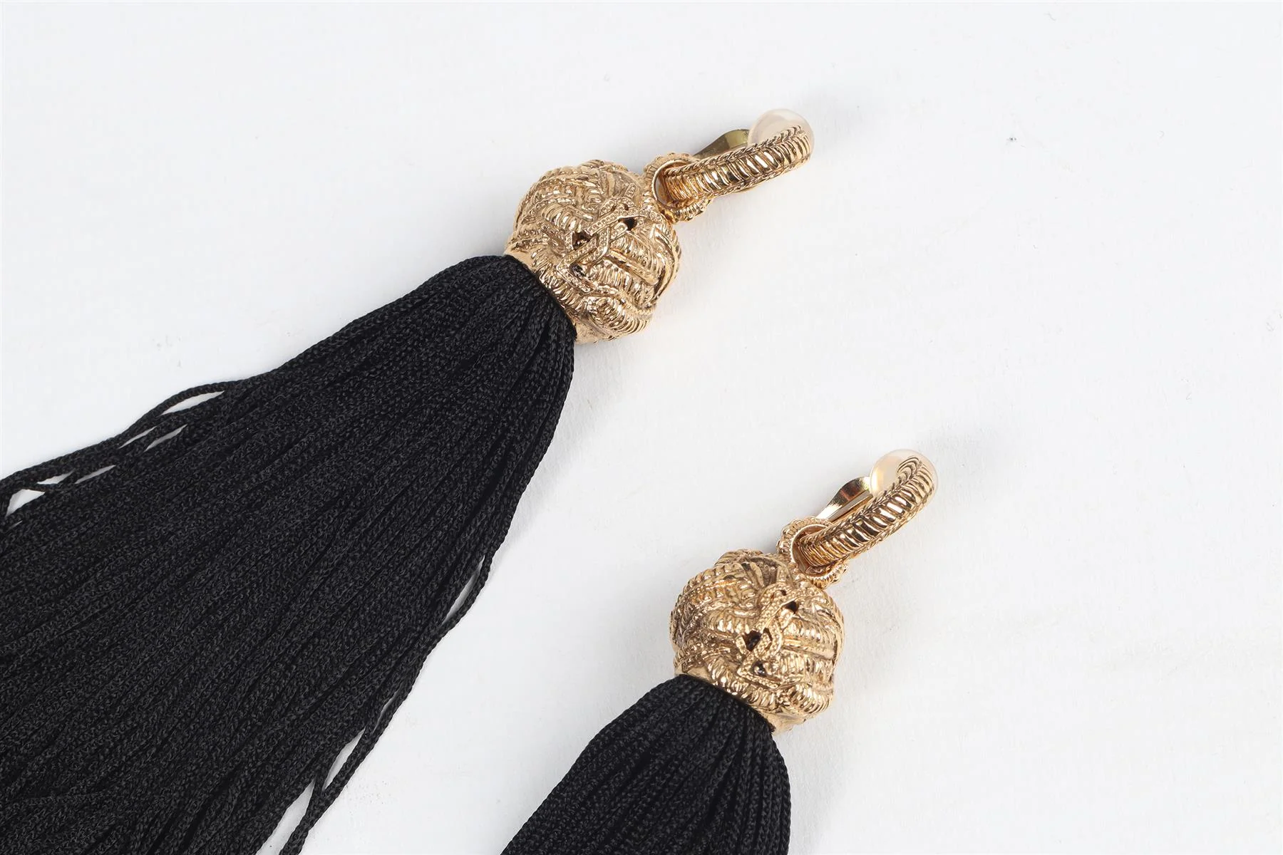SAINT LAURENT BLACK LOULOU GOLD PLATED TASSEL EARRINGS - Image 4