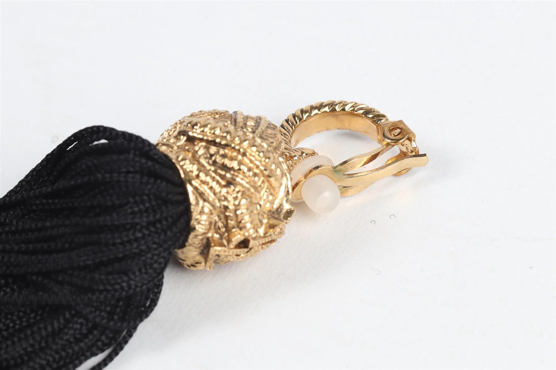 SAINT LAURENT BLACK LOULOU GOLD PLATED TASSEL EARRINGS - Image 5