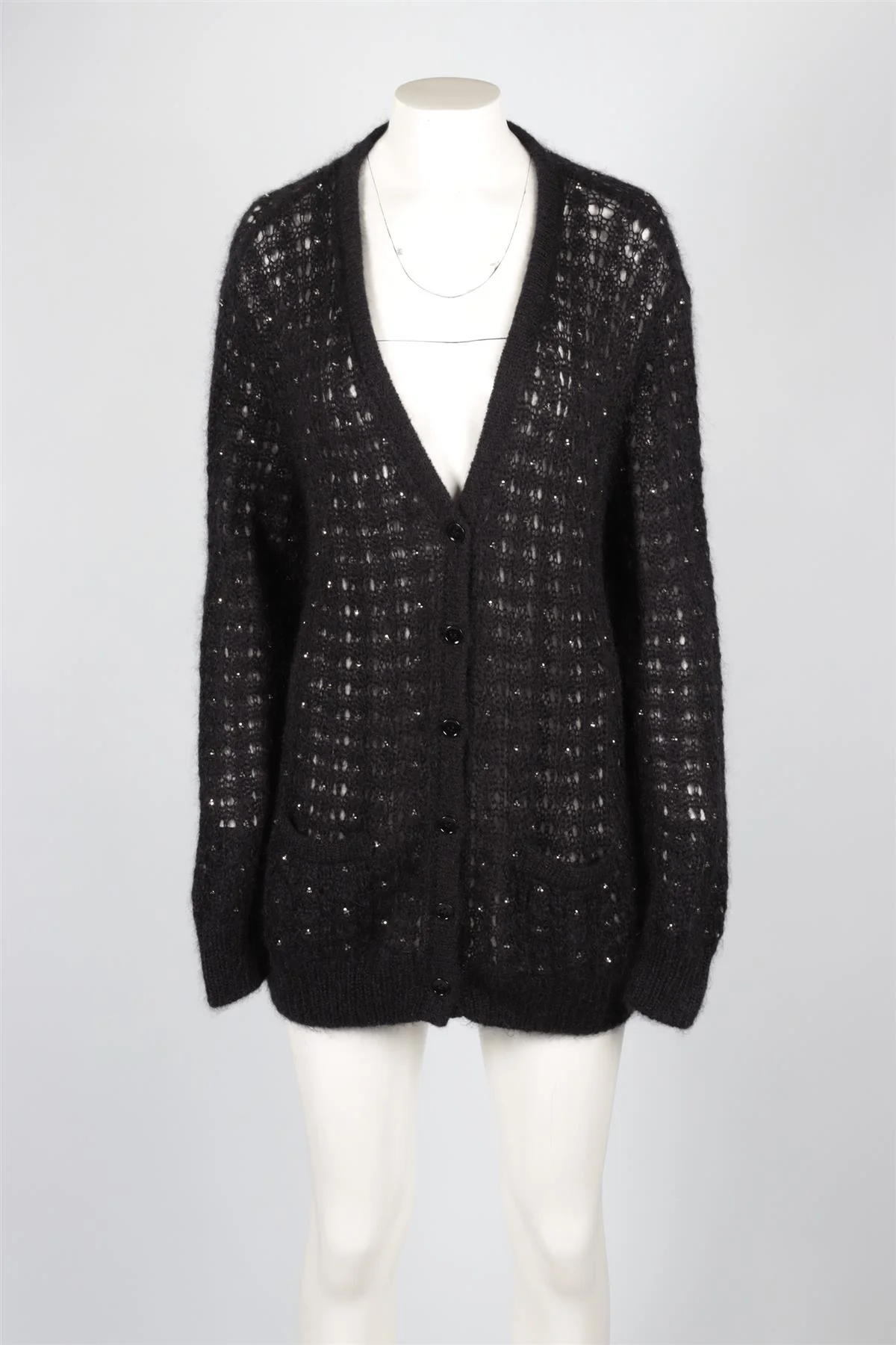 SAINT LAURENT BLACK MOHAIR CARDIGAN MEDIUM - Image 2
