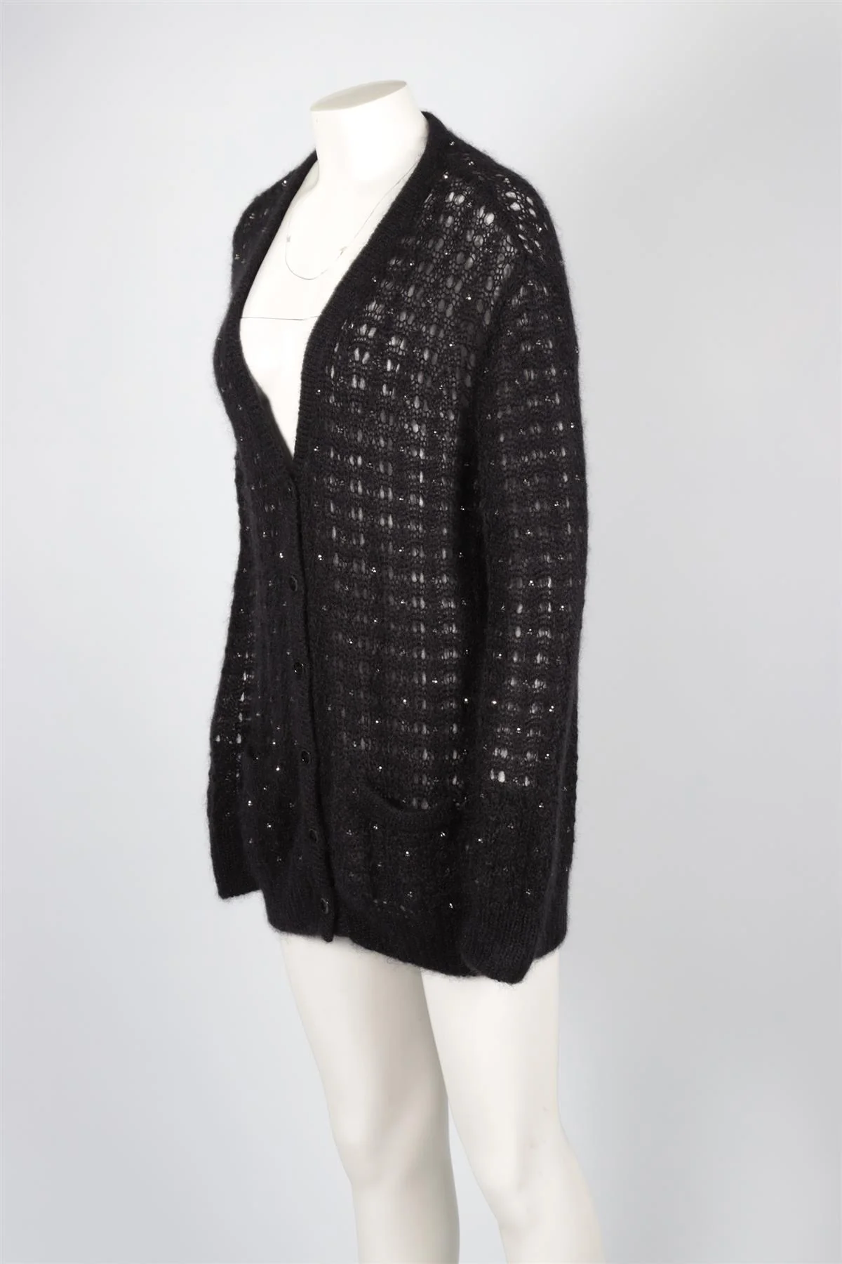 SAINT LAURENT BLACK MOHAIR CARDIGAN MEDIUM - Image 3