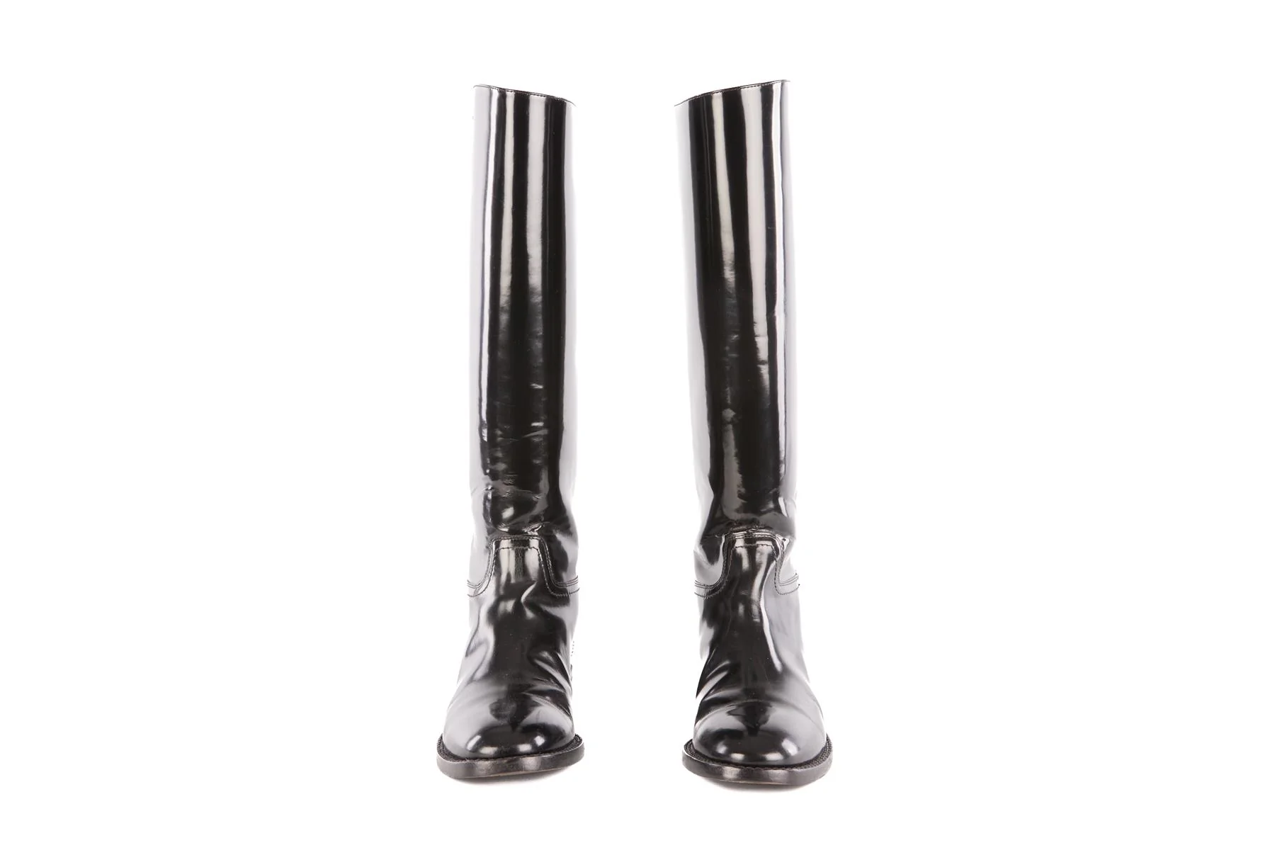 SAINT LAURENT BLACK PATENT LEATHER KNEE HIGH BOOTS EU 37 UK 4 US 7 - Image 3