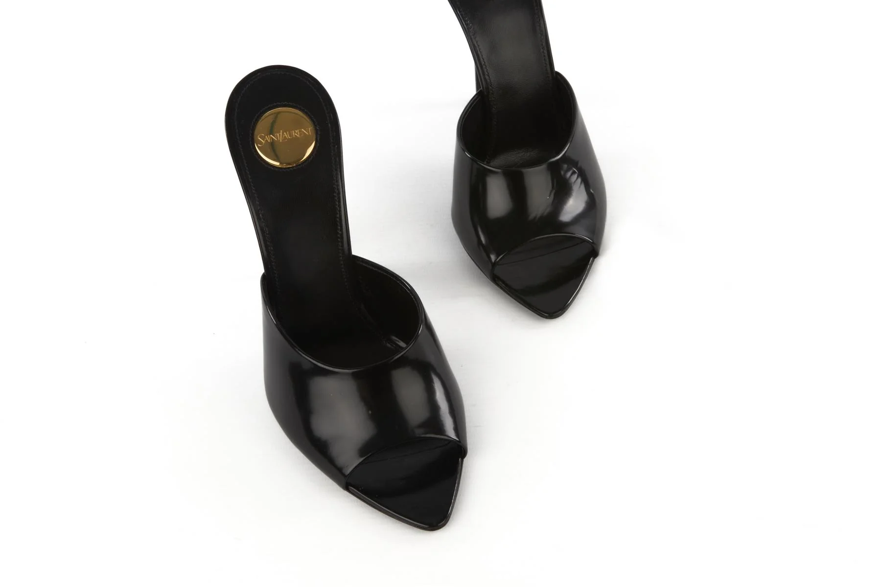 SAINT LAURENT BLACK ROMY LEATHER MULES EU 38 UK 5 US 8 - Image 4
