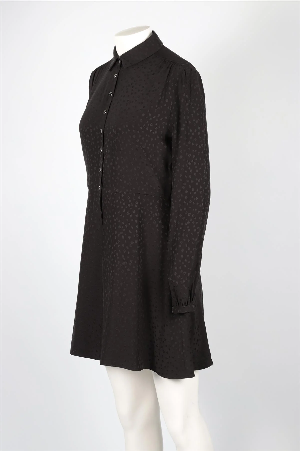 SAINT LAURENT BLACK SILK MINI DRESS FR 42 UK 14 - Image 3