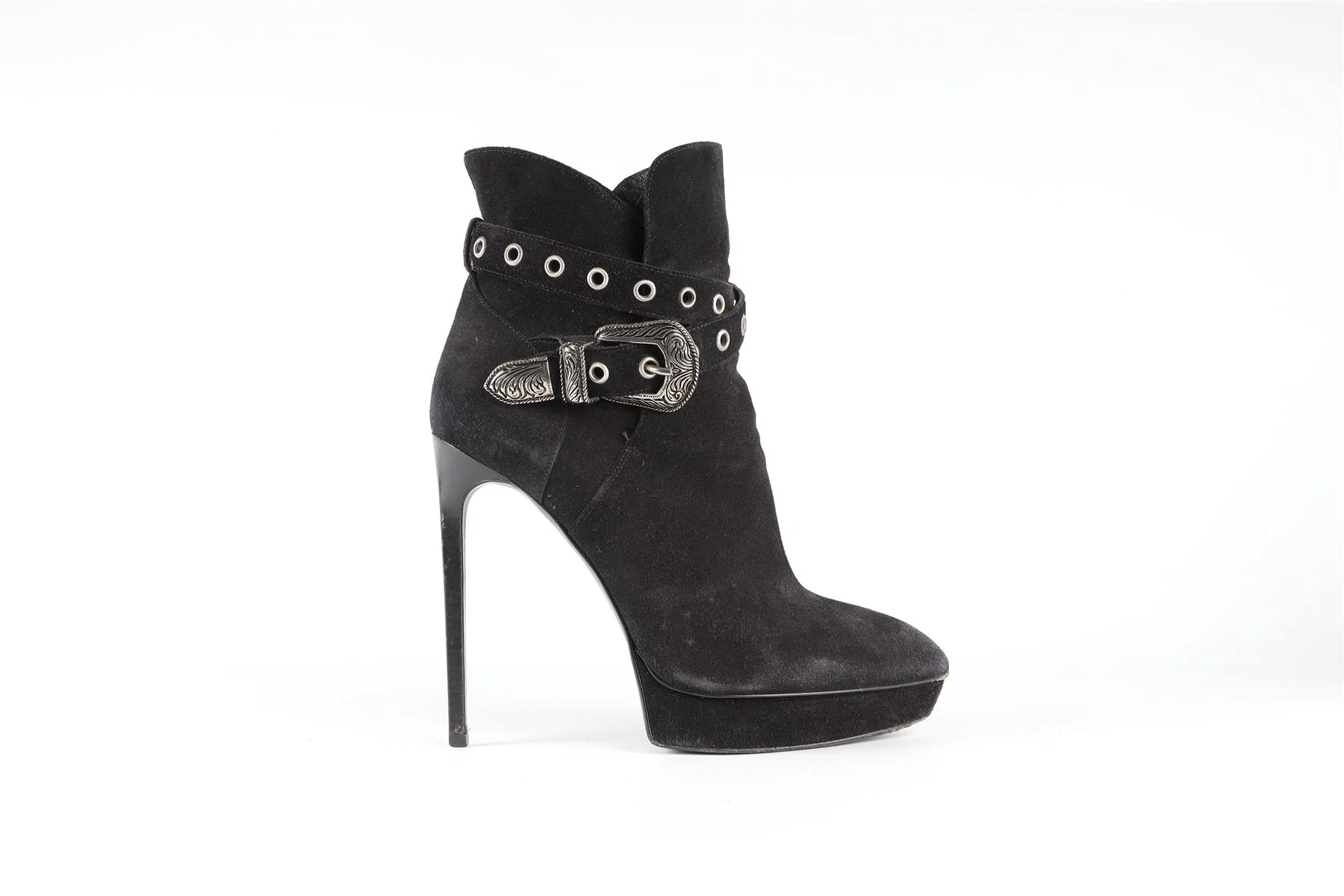 SAINT LAURENT BLACK SUEDE ANKLE BOOTS EU 40 UK 7 US 10 - Image 2