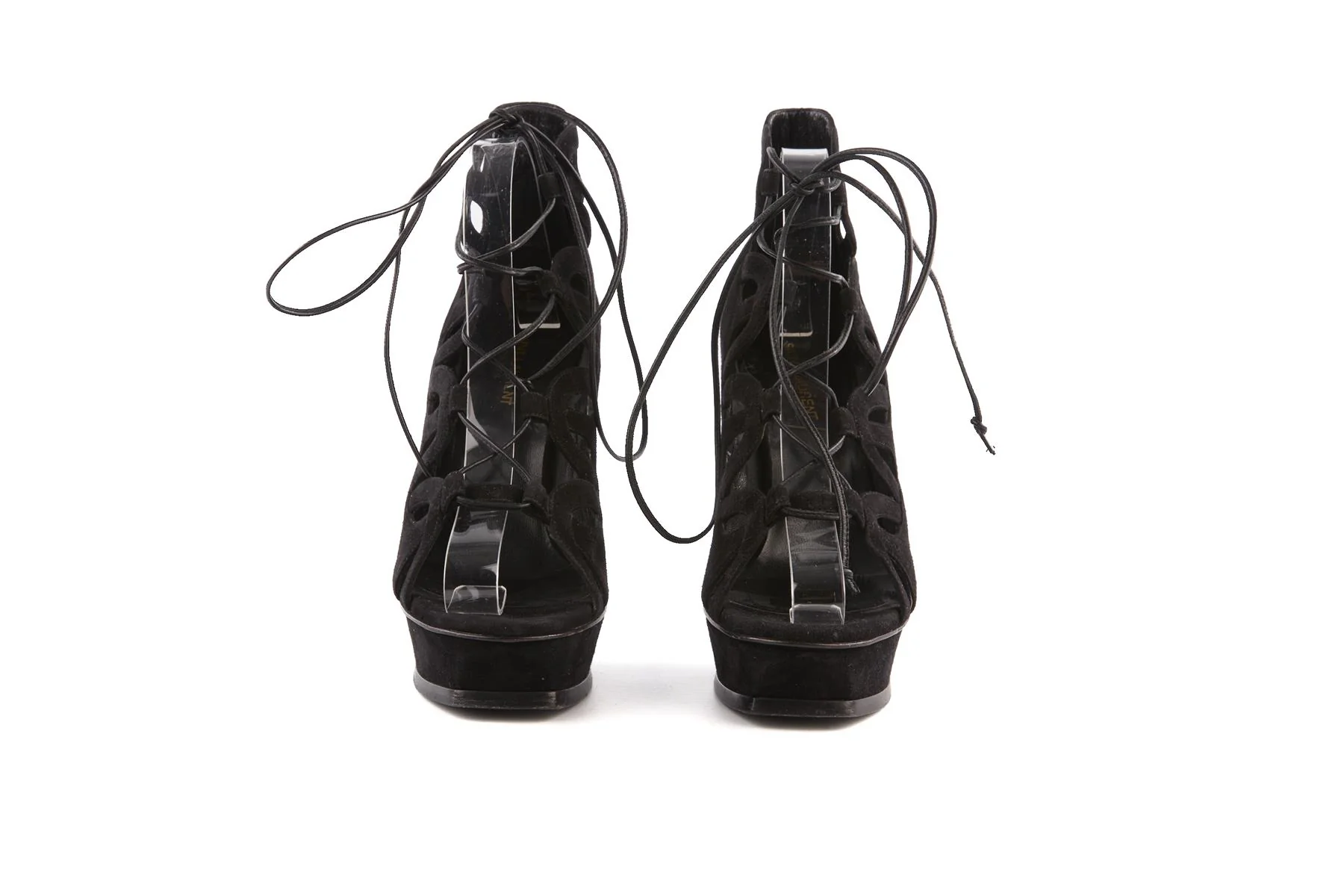 SAINT LAURENT BLACK SUEDE PLATFORM SANDALS EU 39.5 UK 6.5 US 9.5 - Image 3