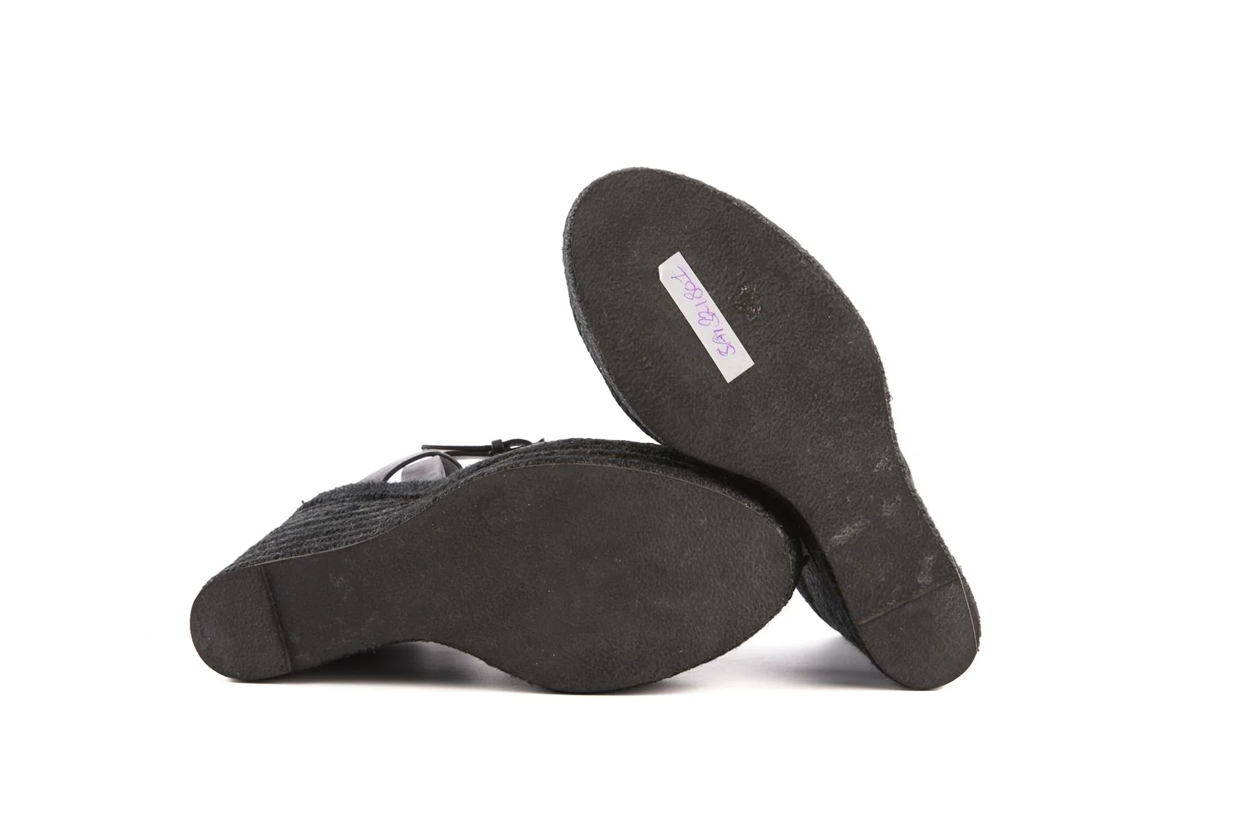 SAINT LAURENT BLACK TRIBUTE LEATHER WEDGE ESPADRILLES EU 40 UK 7 US 10 - Image 6