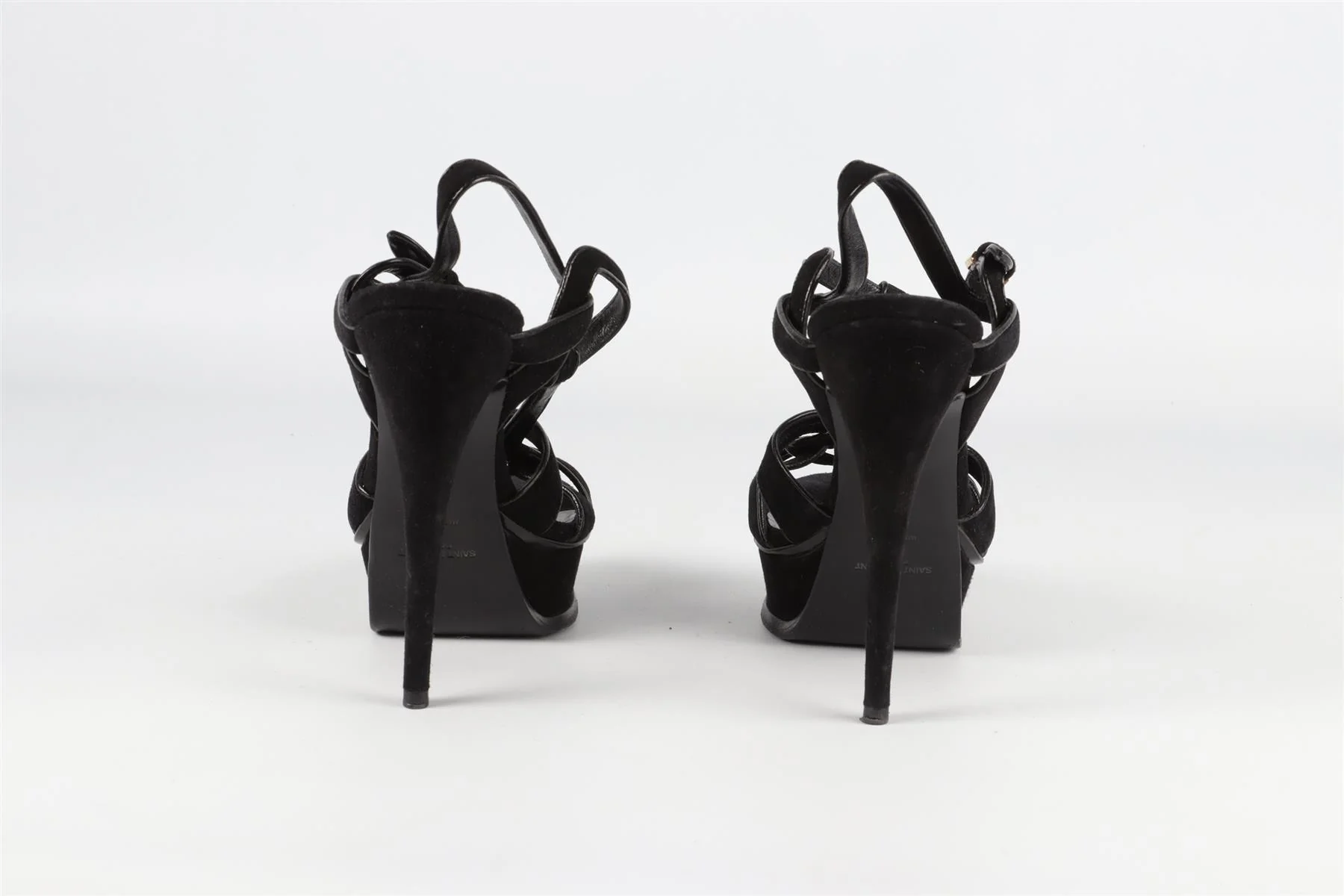 SAINT LAURENT BLACK TRIBUTE SUEDE PLATFORM SANDALS EU 38.5 UK 5.5 US 8.5 - Image 5