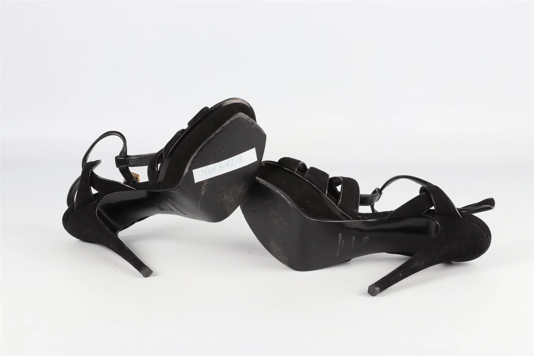 SAINT LAURENT BLACK TRIBUTE SUEDE PLATFORM SANDALS EU 38.5 UK 5.5 US 8.5 - Image 6