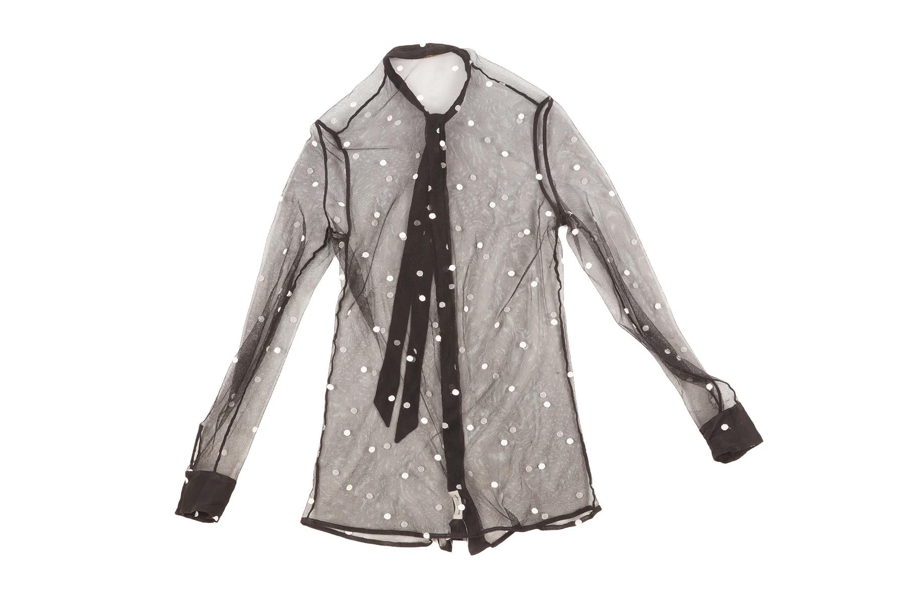 SAINT LAURENT BLACK TULLE SHIRT FR 38 UK 10 - Image 3