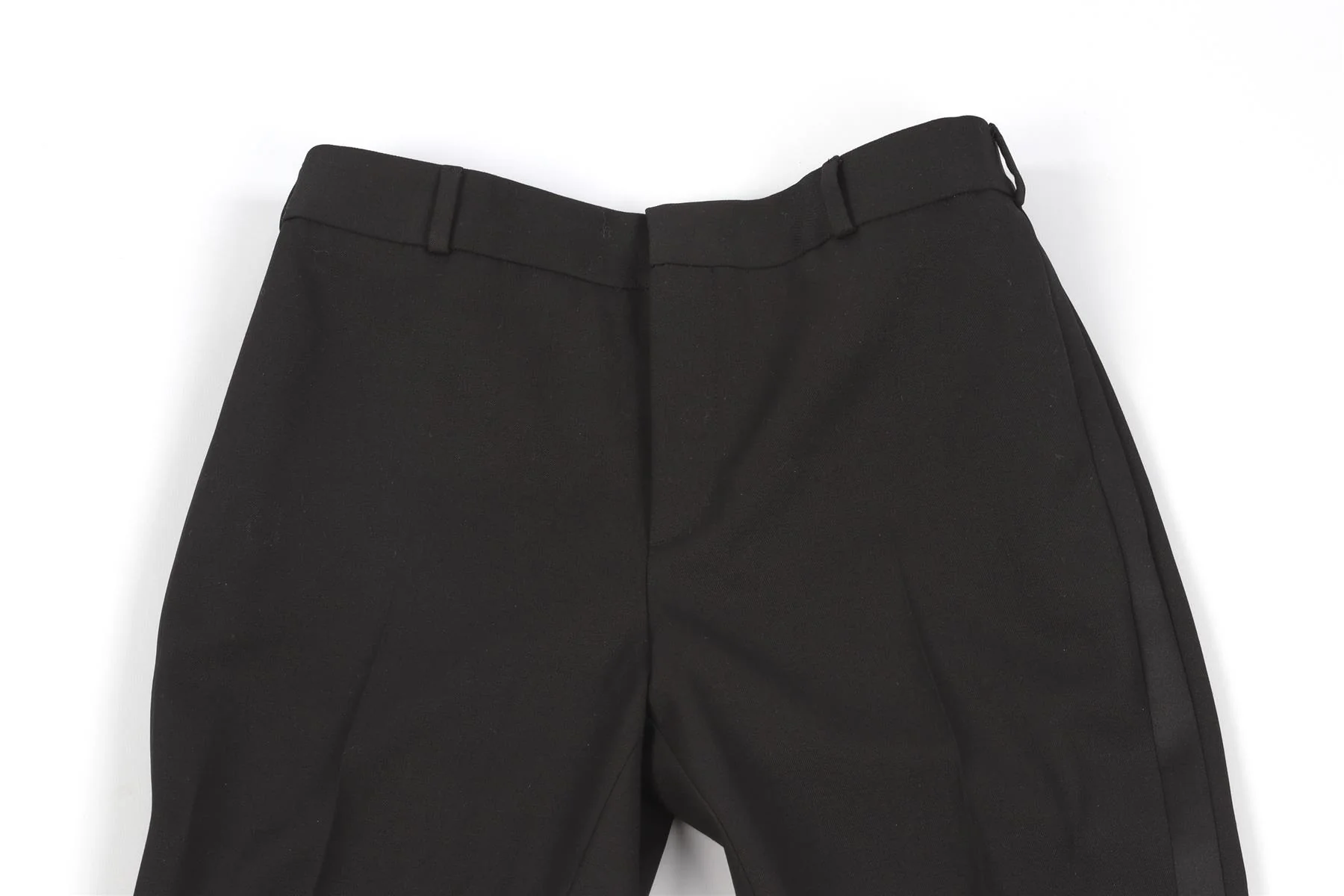SAINT LAURENT BLACK WOOL STRAIGHT LEG PANTS FR 36 UK 8 - Image 3