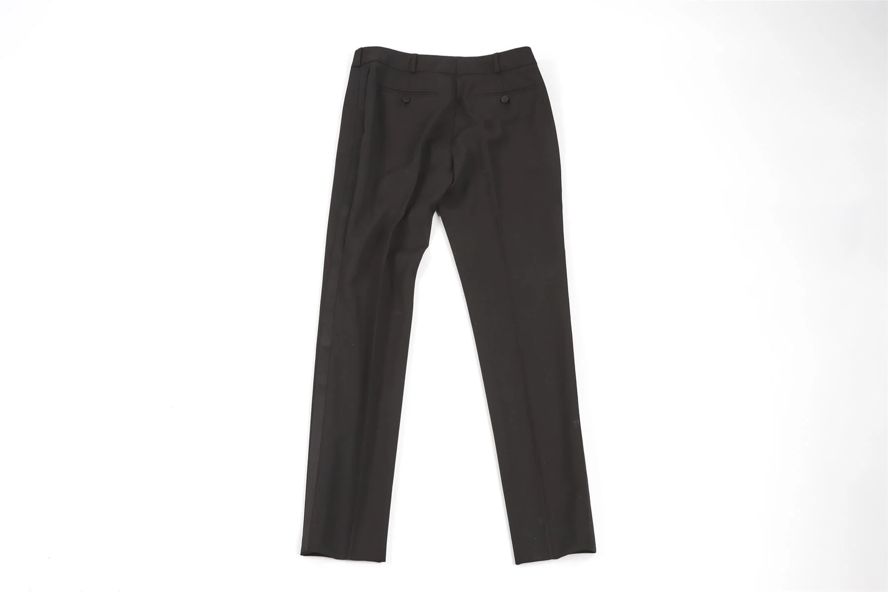 SAINT LAURENT BLACK WOOL STRAIGHT LEG PANTS FR 36 UK 8 - Image 4